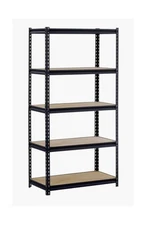 Muscle Rack URWM185BLK Black Steel Storage Rack, 5 Adjustable Shelves, 3000 l...