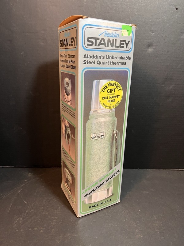 Vtg 1985 Stanley Aladdin Thermos Bottle Green Vacuum A-944DH 1 Quart Made in USA