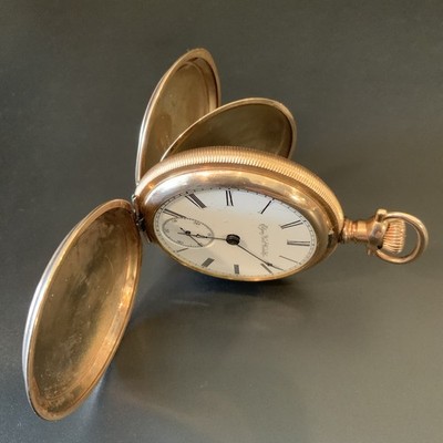 Vintage Antique 1887 Elgin Grade 43 18s 11j Gold Filled Hunter Pocket Watch