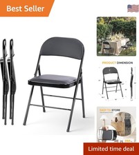 2 Pack Elegant Folding Chairs with Padded Leather Seats for Indoor  Outdoor ...