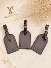 Authentic Louis Vuitton Brown Leather Luggage Tag   Excellent Condition