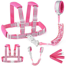 Toddler Harness Leash, Reflective Kid Harness with anti Lost Wrist Link, Child W