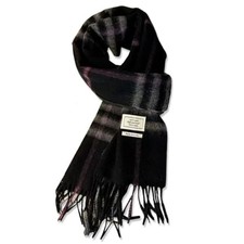 100 Australian Wool Scarf Knitted Soft Warm Neckwear for Tartan-dark Black