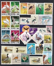 Water Birds Postage Stamps Long Legged Water Fowl Long Beaks Ducks Worldwide Lot