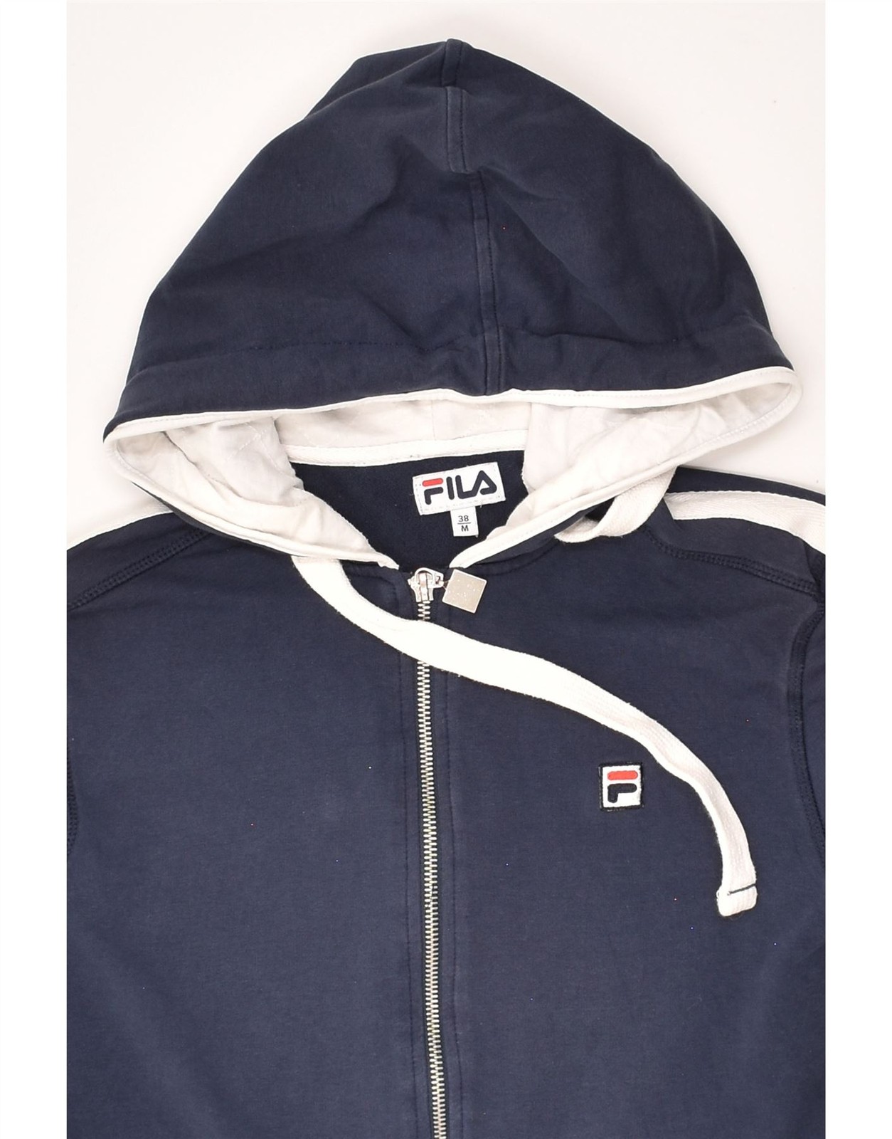 Felpa donna FILA con cappuccio zip EU 38 blu navy media colorblock cotone ZE04