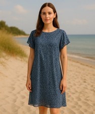 DKNY XS Ditzy Floral Sheer Shift Dress Swim Cover Boho Peasant Modest Fairy