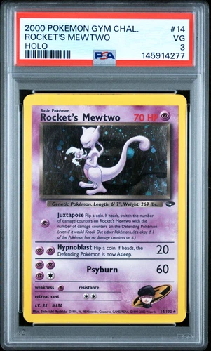 PSA 3 Pokemon TCG Rocket's Mewtwo Gym Challenge Holo Rare 14/132 Unlimited