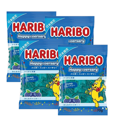 *激レア*希少* HARIBO ハリボー　ソニープラザ40周年　アニバーサリー缶 2026 NEW Set of 4 HARIBO Sawayaka Blueberry Japan Exclusive
