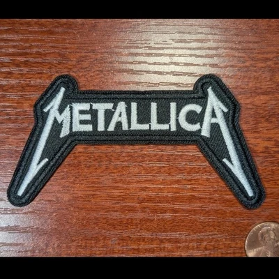 Metallica White Patch Heavy Metal Rock Band Embroidered Iron On 2x4"
