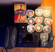 Sony PSP PAL Handheld Console Bundle w Games, Carrying Case & Charging Cable