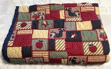 Rustic Raggedy Ann  Andy Quilted Crib Quilt Baby Blanket Red White Blue 59 X 42