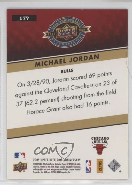 2009 Upper Deck 20th Anniversary Retrospective Sports Michael Jordan #177 HOF - Image 2 of 2
