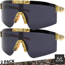 Sunglasses REALTREE Mens Sport Wrap Camo Print Shields Glasses New Sunglass 2 PK