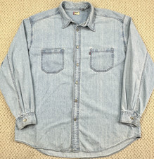 Vtg Levis Denim Shirt Mens XL Light Blue Faded Red Tab Metal Buttons Western Y2K