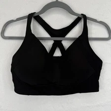 AVIA Black Medium Support Cross Back Sports Bra Activewear Size L (12-14)