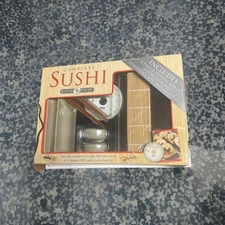 Complete Sushi Set Book & DVD Sushi Dipping Bowls Plates Chopsticks Rolling Mat