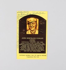 Jocko Conlan Signed Postcard Yellow HOF Plaque - COA JSA