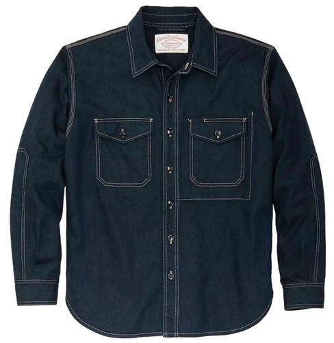 Filson Denim Work Shirt 20249478 Mid Wash Indigo Navy Dark Blue Jean Pre Washed - Picture 7 of 9