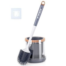 Silicone Toilet Brush and Holder Set, Toilet Bowl Brush with Tweezers Dark Gray