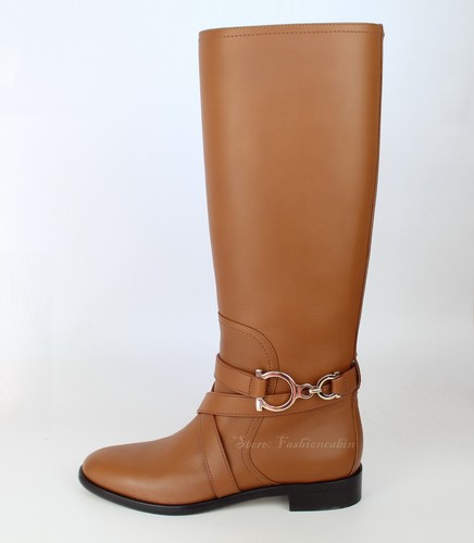 New Salvatore Ferragamo Leather Riding Boots, Tan, US 6.5, MSRP $1490 - Picture 11 of 24