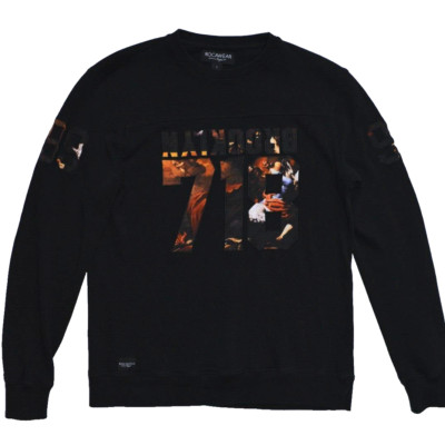 Rocawear Men's Brooklyn 718 Finest Sweatshirt, Hip Hop Star Era Black Large