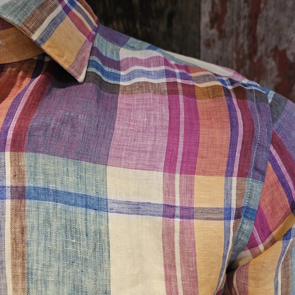 XACUS 100% 亚麻格子意大利制造 41 码(16 领)59 美元 — 第 2/4 张图片