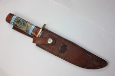 CHIPAWAY CUTLERY  12 1/4"OAL BOWIE Style Carved Fixed Blade Knife w/Sheath