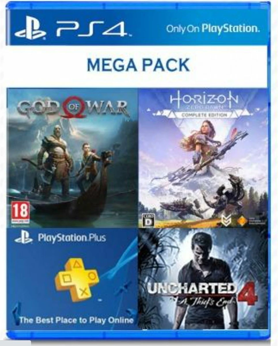 NEW PS4 God of War 4 Horizon + Uncharted 4 + months HK PSN Plus (ENGLISH/中文) |