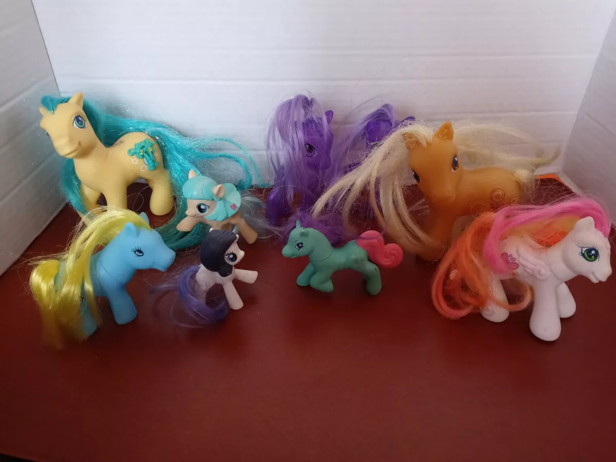 Lot of 7 c 2000s My Little Pony Characters with Hair Toys