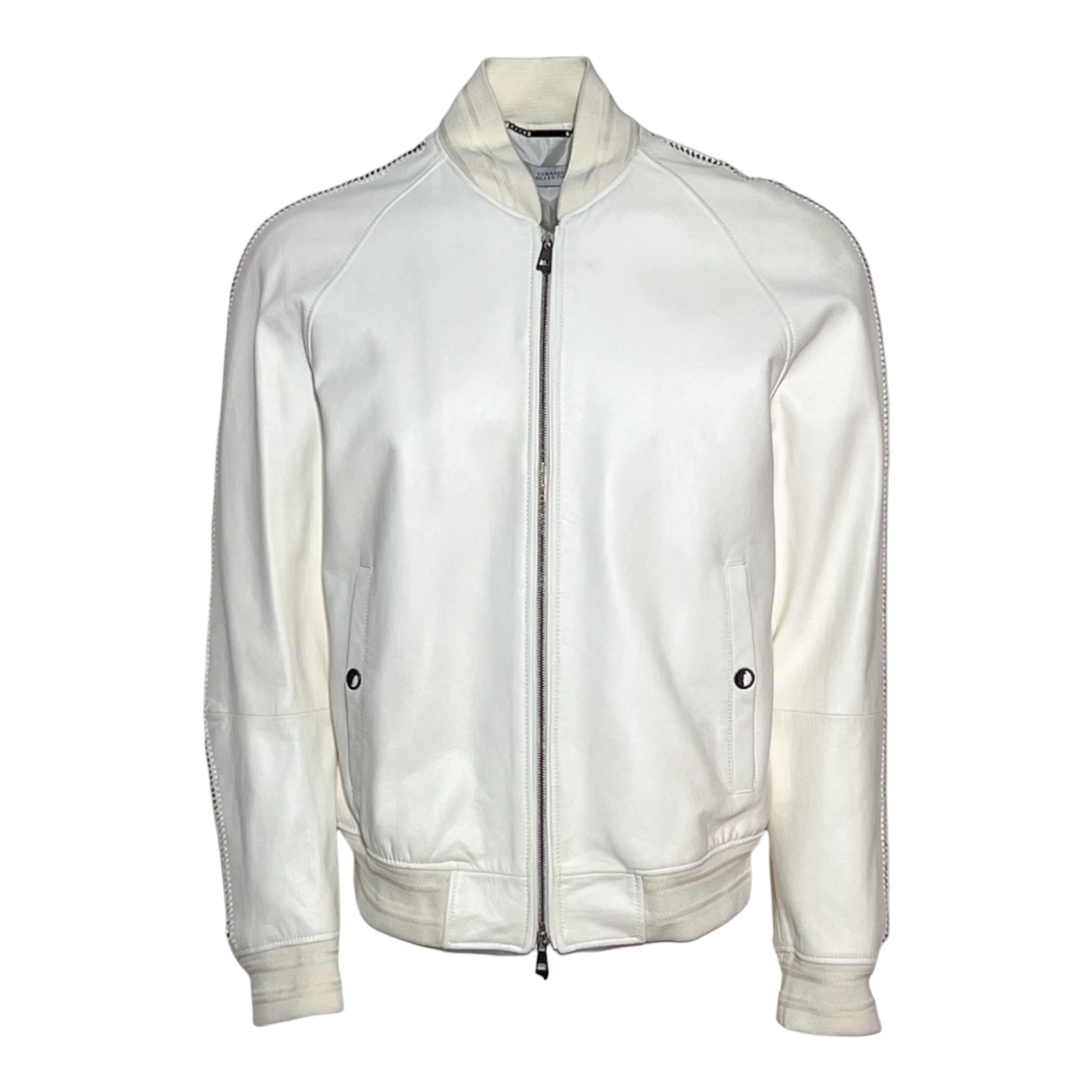 Versace Collection Giacca Uomo in Pelle V400170 V1064 Crema NUOVISSIMA CON ETICHETTA