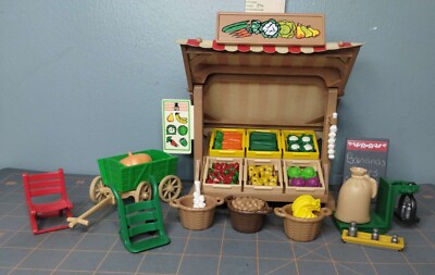 Vintage 1996 Playmobil Produce Stand Set # 5341 Victorian Era Produce Stand