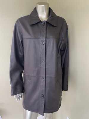 Centigrade Women's Leather Jacket Coat Dark Brown Size L