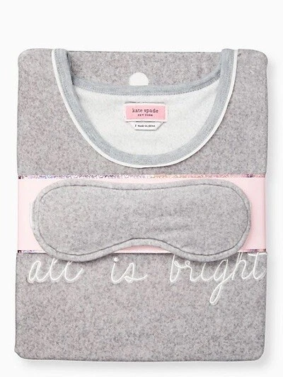KATE SPADE ALL IS BRIGHT VELOUR JOGGER DOT GREY PYJAMA PJ SET SIZE