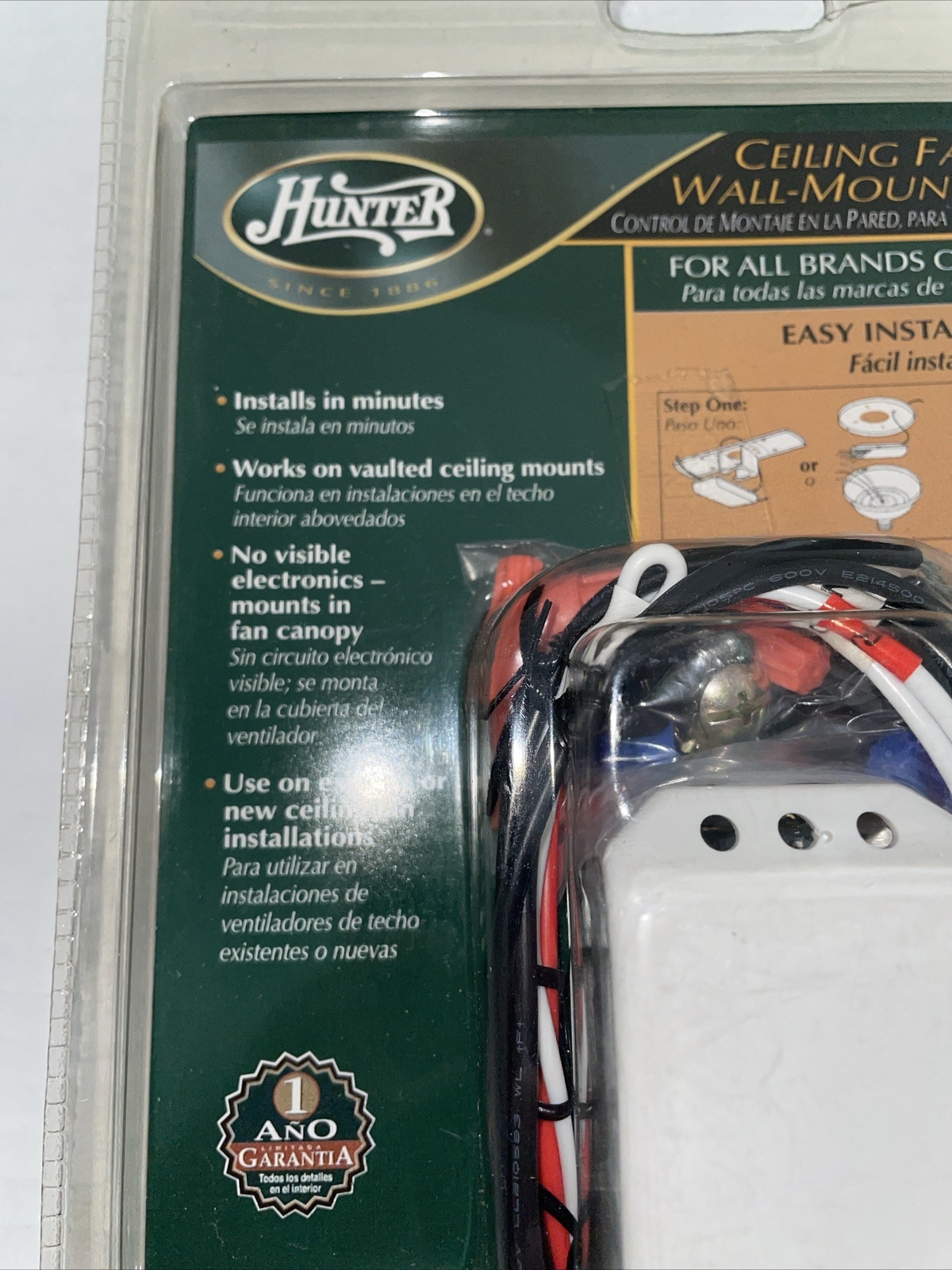 Hunter Ceiling Fan and Light Wall Mount Control 27186 White New Sealed