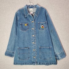 Vintage Disney Store Women Jacket L Denim Good Old Gang Embroidered Y2k Read