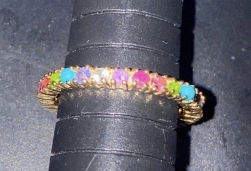 Gold-Filled Multi-Color Band Ring CZ 925k Sterling silver Stamped ring jewelry - Image 4 of 4