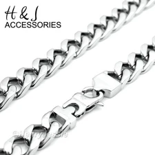18-40"MEN 316L Stainless Steel WIDE 11mm Silver Cuban Curb Link Chain Necklace