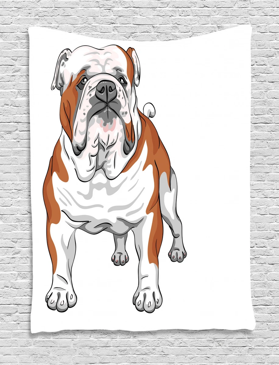 English Bulldog Tapestry Muscular Dog Print Wall Hanging Decor eBay