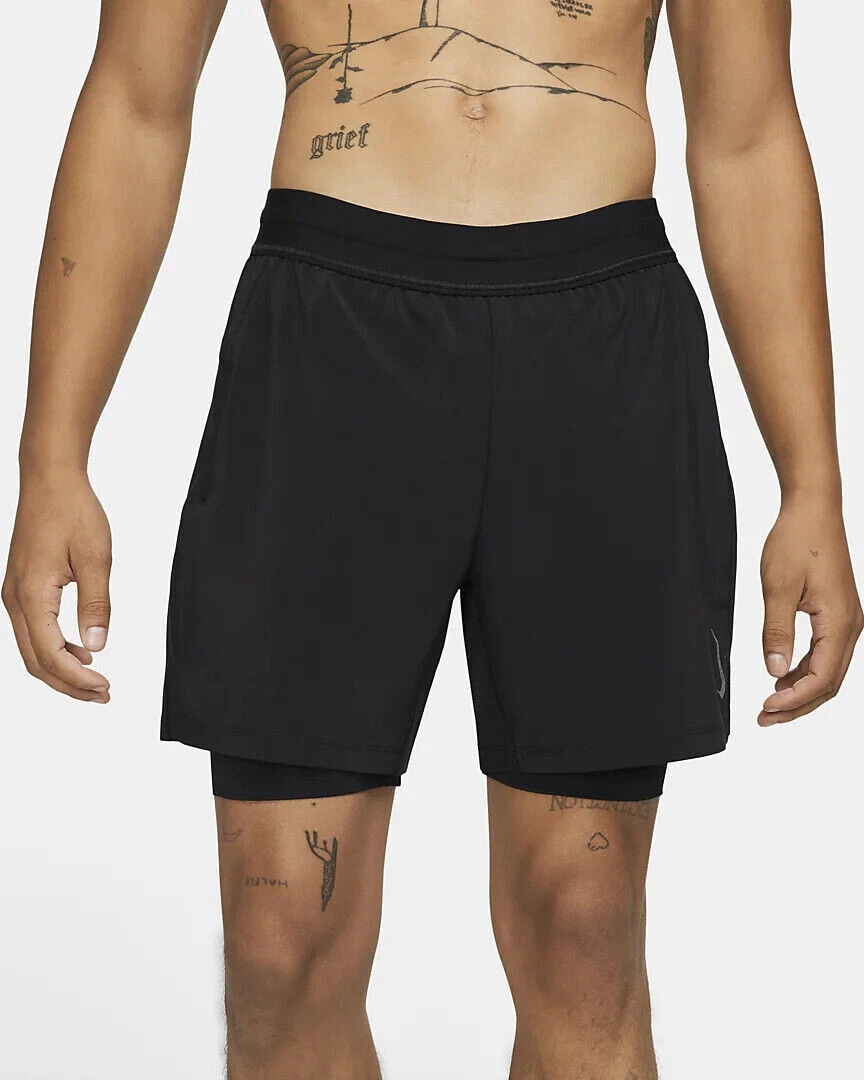 Men's Nike Flex 2 in 1 Yoga Shorts Sz L Dri Fit Black DC5320-010 New