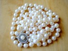 14K WHITE GOLD 2 STRAND 5.5MM CREAM AKOYA SALTWATER PEARL NECKLACE BIG CLASP-17" — photo 4