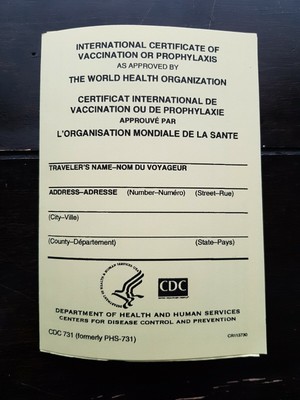 official international certificate of vaccination cdc 731