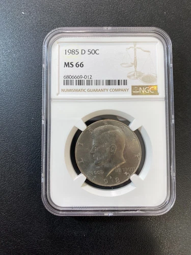 1985 D KENNEDY HALF DOLLAR NGC MS-66 - UNCIRCULATED - CLAD - CERTIFIED SLAB -50C
