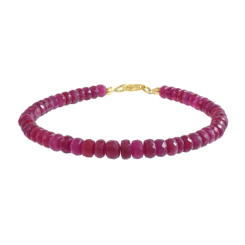 Top Quality Ruby 5mm Beads Exquisite Handmade July Birthstone Bracelet - Image 3 of 4