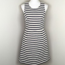J. Crew Factory Women's Shift Dress Size 2 Blue Striped Cotton Nautical
