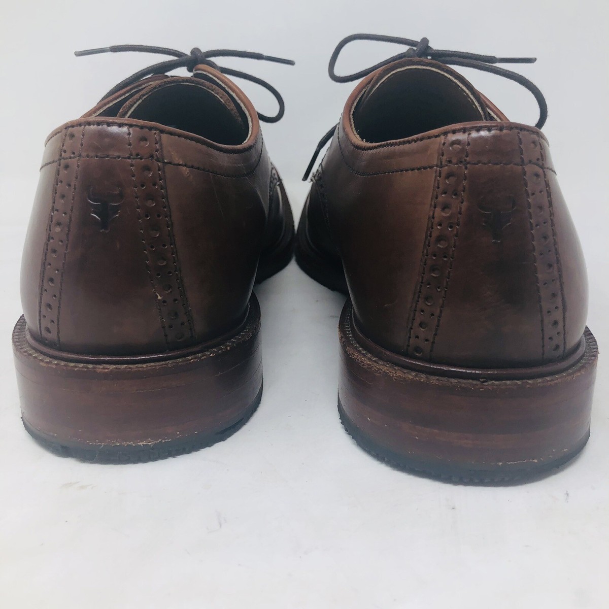 Trask Cap Toe Bison Leather Oxfords HS Trask Mens Brown Cap Toe Oxfords Authentic Bison Size 9.5  main image 3