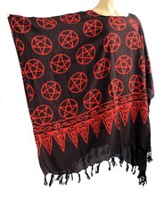 Ladies short Kaftan Poncho Tunic top beach wear large plus size PENTAGRAM print