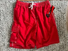 TYR Board Shorts Swimming Trunks Mens Size Large Lifeguard Red