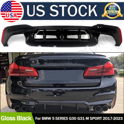 M5 Style Glossy Black Rear Diffuser For 17-23 BMW G30 5 Series W/ M Sport Bumper