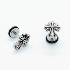 2pcs Stainless Steel Punk Rock Coptic Cross Stud Earring Men Women Chrome