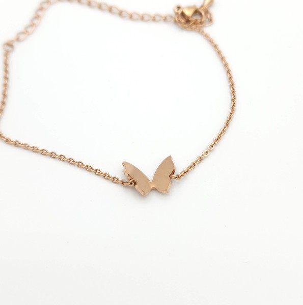 Alternate view of Butterfly Rose Gold Plated Bracelet Nature Flying Wings Animal Insect Fluttering